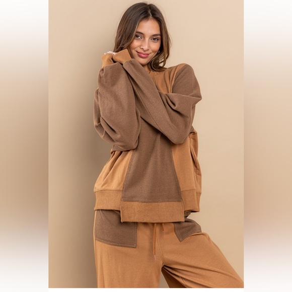 Terry Contrast Sweatshirts and Pants Set - Picture 5 of 9